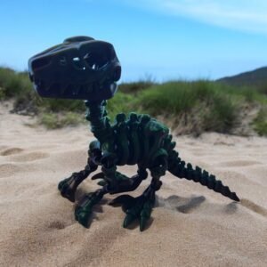 Skeleton Raptor, an articulated 3D-printed collectible figure from SpaceCity3D (Land Animals)