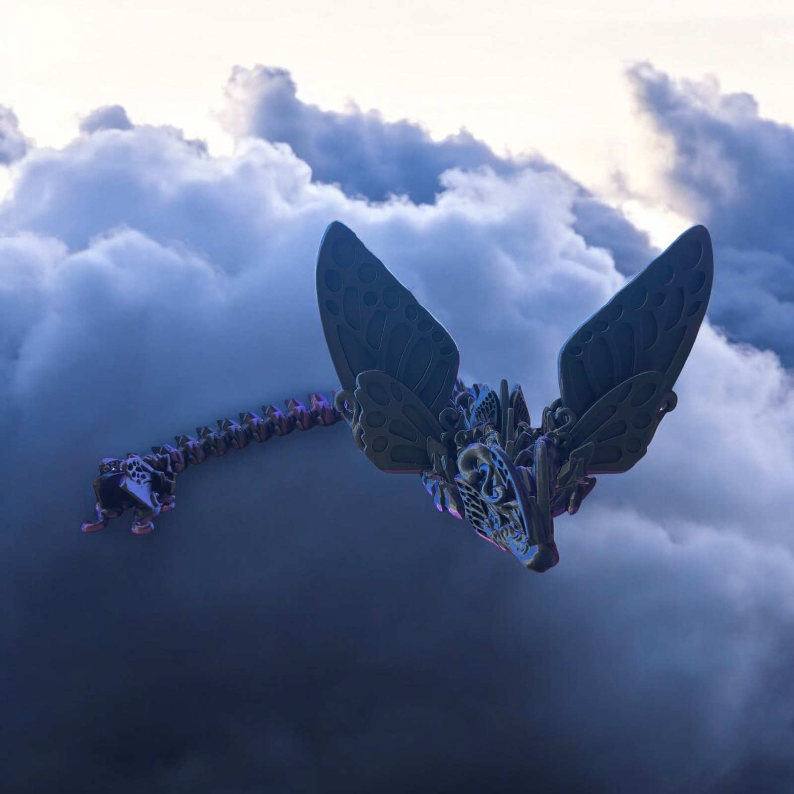 Butterfly Dragon, an articulated 3D-printed collectible figure from SpaceCity3D (Dragons)