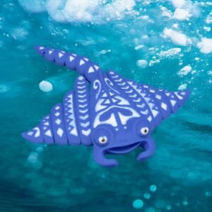 Manta Ray, an articulated 3D-printed collectible figure from SpaceCity3D (Water Animals)