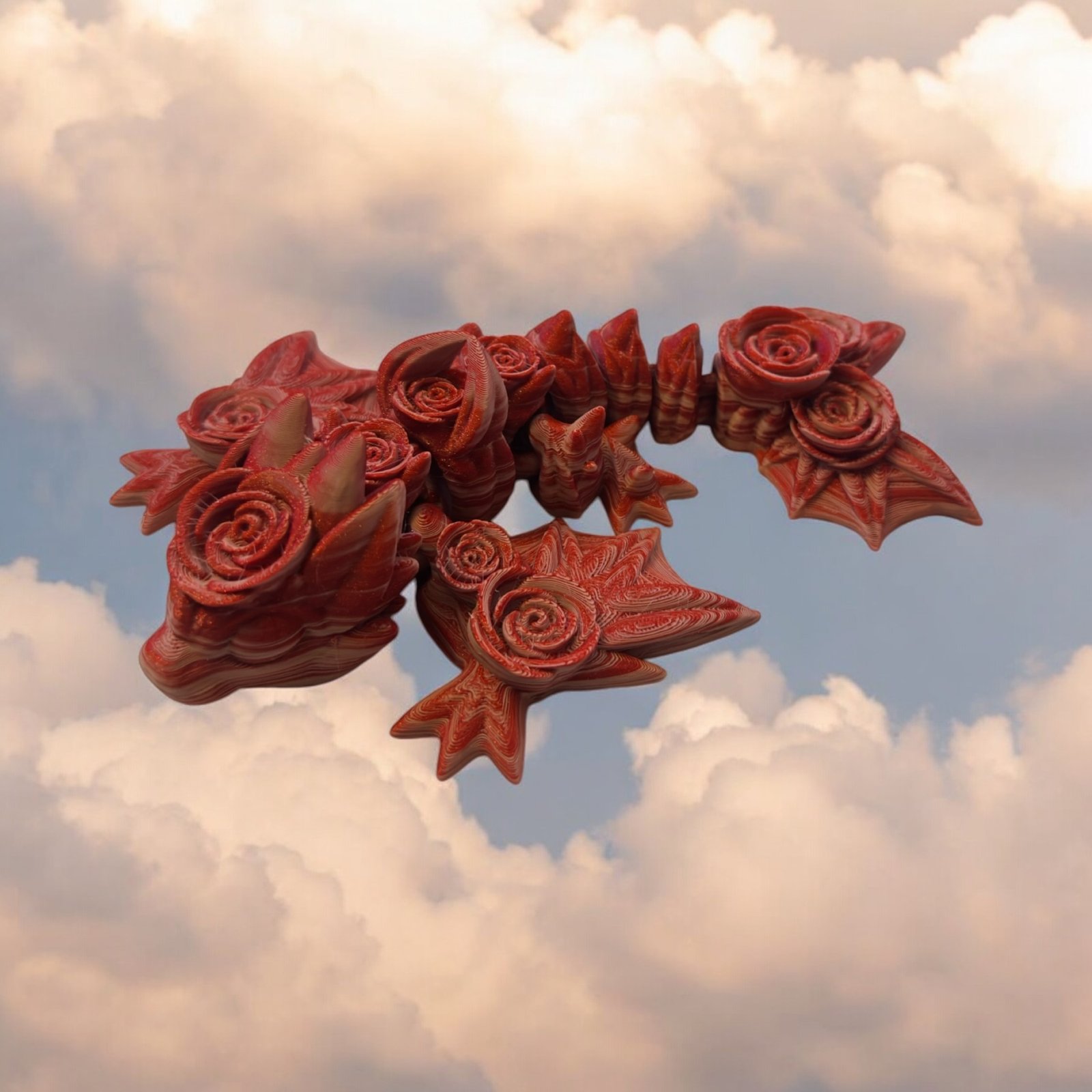 Tiny Rose & Wyvern V2, an articulated 3D-printed collectible figure from SpaceCity3D (Dragons)