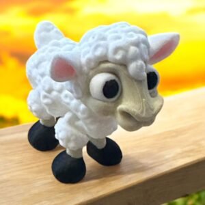 Lamb, an articulated 3D-printed collectible figure from SpaceCity3D (Land Animals)