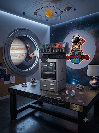 A SpaceCity3D printer mid-job