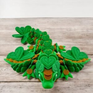 Tiny Clover Dragon, an articulated 3D-printed collectible figure from SpaceCity3D (Dragons)